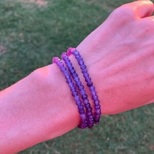 Purple chalcedony crystal bracelet. 4mm
